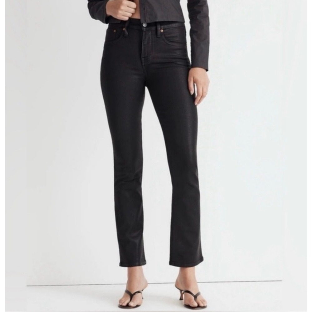 Madewell Mid-Rise Coated Leather Kick Out Jeans